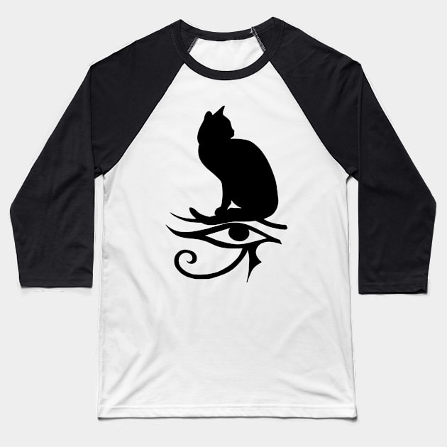 Black Cat with Eye of Horus Baseball T-Shirt by TammyWinandArt